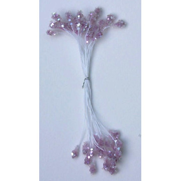 Épis violine irisée, fil blanc, 2 côtés, tige 7cm