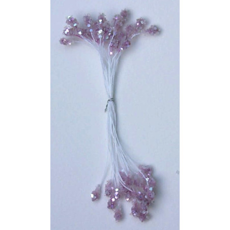 Épis violine irisée, fil blanc, 2 côtés, tige 7cm