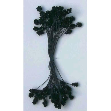 Épis paillette noire, fil noir, 2 côtés, tige 7cm
