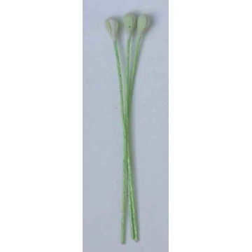 Muguet blanc mat, feuille verdie, fil verdi, 1 côté, tige 7cm