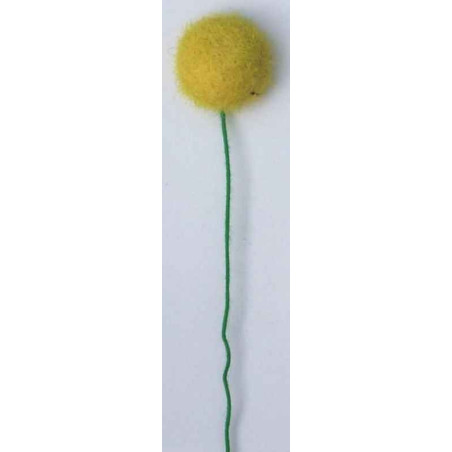 Cœur de pâquerette, citron lainé, Ø 23 mm, laiton vert, 1 côté, tige 10cm