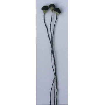 Cœur de fleur grainé noir, laiton noir, 1 côté, tige 7cm