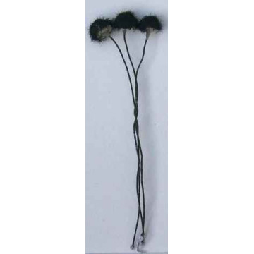 Cœur d'anémone lainée noir, laiton noir, 1 côté, tige 7cm
