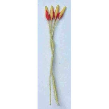 Violette jaune, feuille rouge, laiton jauni, 1 côté, tige 7cm