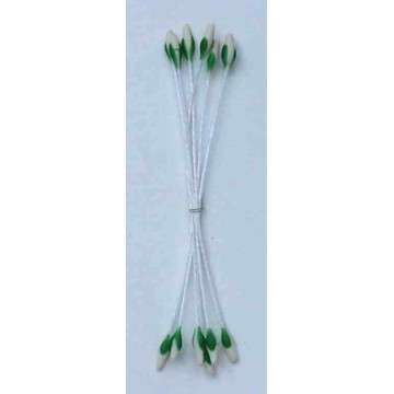 Gypsophile blanc mat, feuille vert foncée, fil blanc, 2 côtés, tige 7cm