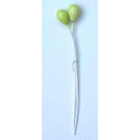 Perle vert pastel, fil blanc, 1 côté, tige 7cm