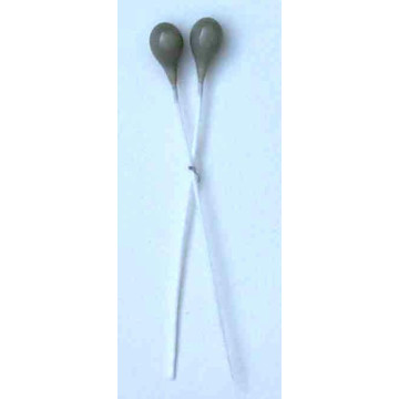 Perle gris pastel, laiton blanc, 1 côté, tige 7cm