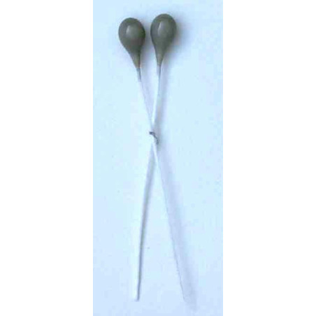 Perle gris pastel, laiton blanc, 1 côté, tige 7cm