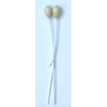 Perle blanc écru verni, laiton blanc, 1 côté, tige 7cm