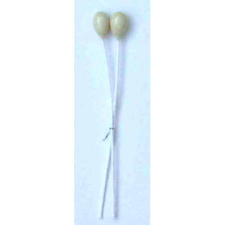 Perle blanc écru verni, laiton blanc, 1 côté, tige 7cm