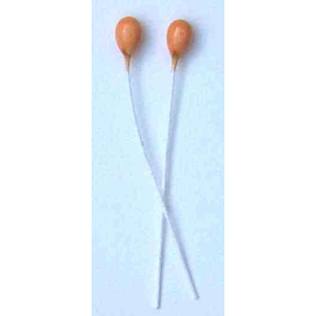Perle orange pastel, fil blanc, 1 côté, tige 7cm