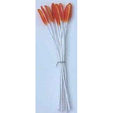 Amande orange, fil blanc, 1 côté, tige 7cm