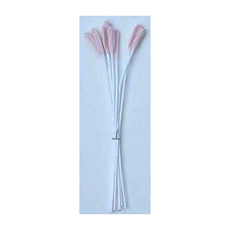 Amande rose, fil blanc, 1 côté, tige 7cm