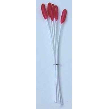 Amande rouge, fil blanc, 1 côté, tige 7cm