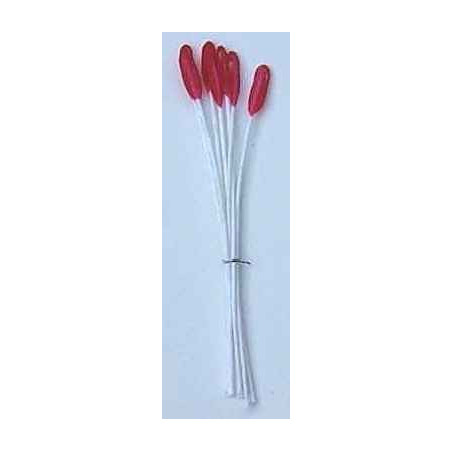 Amande rouge, fil blanc, 1 côté, tige 7cm