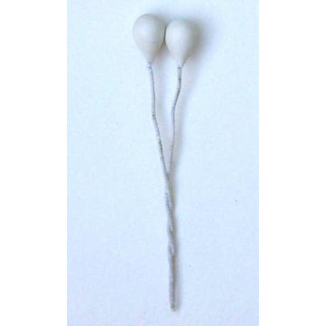 Perle blanche mat, laiton blanc, 1 côté, tige 7cm