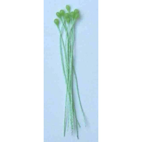 Perle vert clair, fil vert clair, 1 côté, tige 7cm