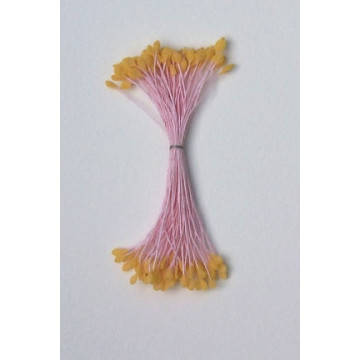 Épis jaune orangé, fil rose, 2 côtés, 6cm