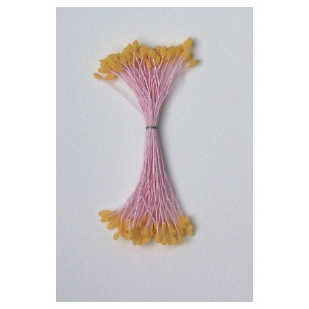 Épis jaune orangé, fil rose, 2 côtés, 6cm