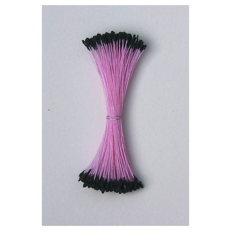 Épis noir, fil rose, 2 côtés, 6cm