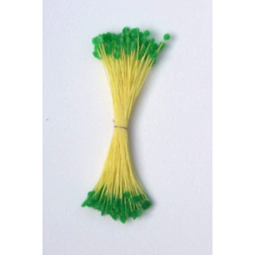 Épis vert vif, fil jaune, 2 côtés, 6cm