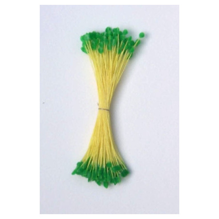 Épis vert vif, fil jaune, 2 côtés, 6cm