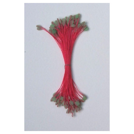Épis vert, fil rose rouge, 2 côtés, 6cm