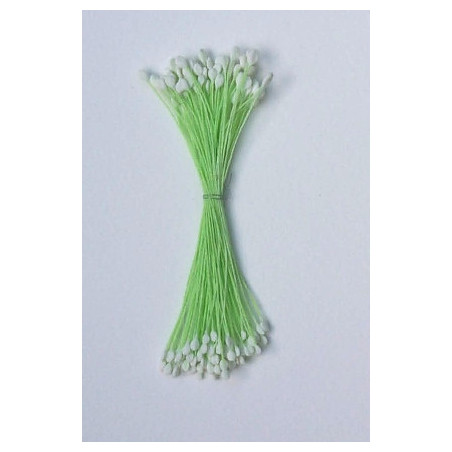 Épis blanc, fil vert, 2 côtés, 6cm